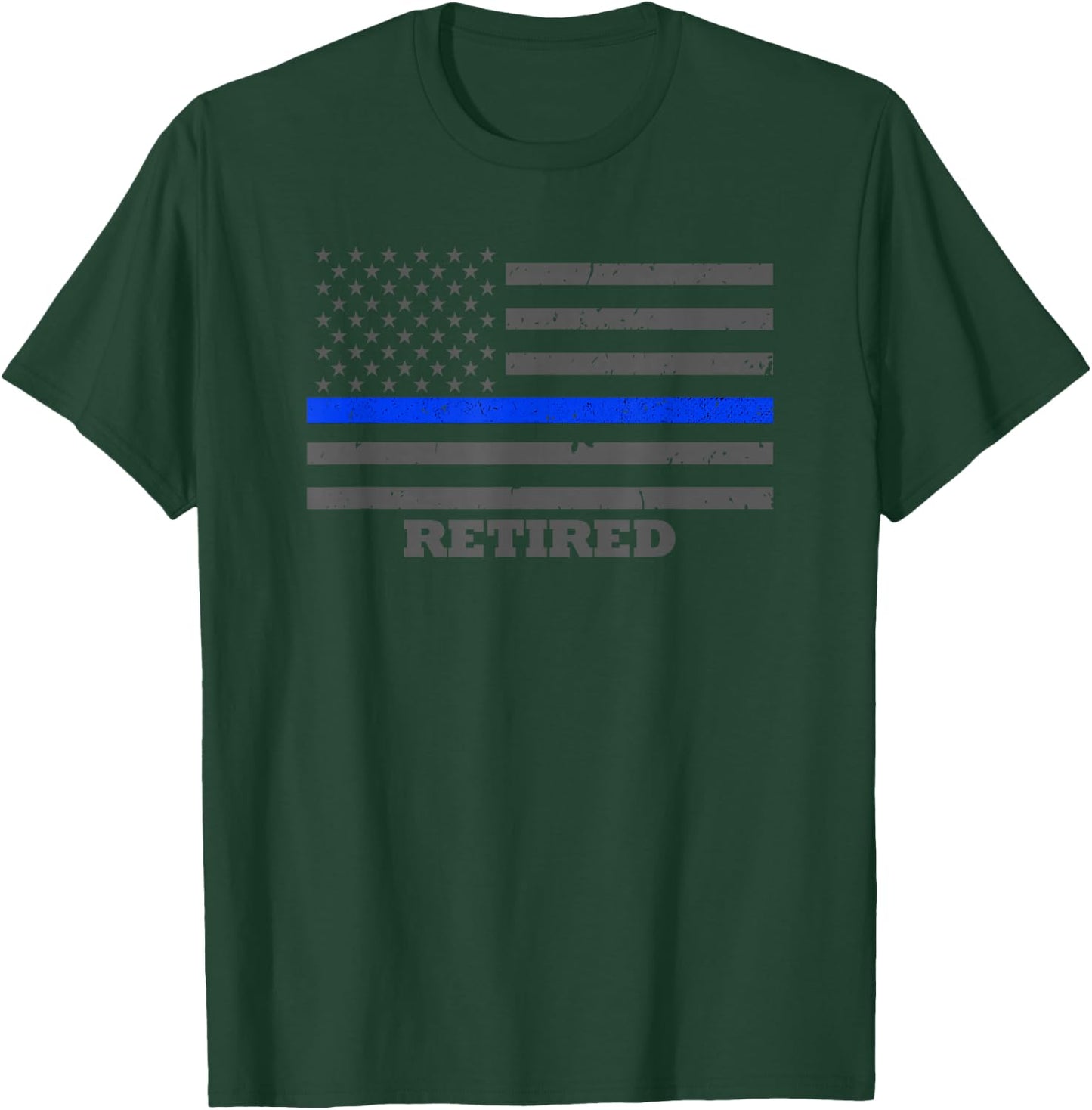 Retired Police Officer Thin Blue Line Flag T-Shirt - T-Shirt | Forest