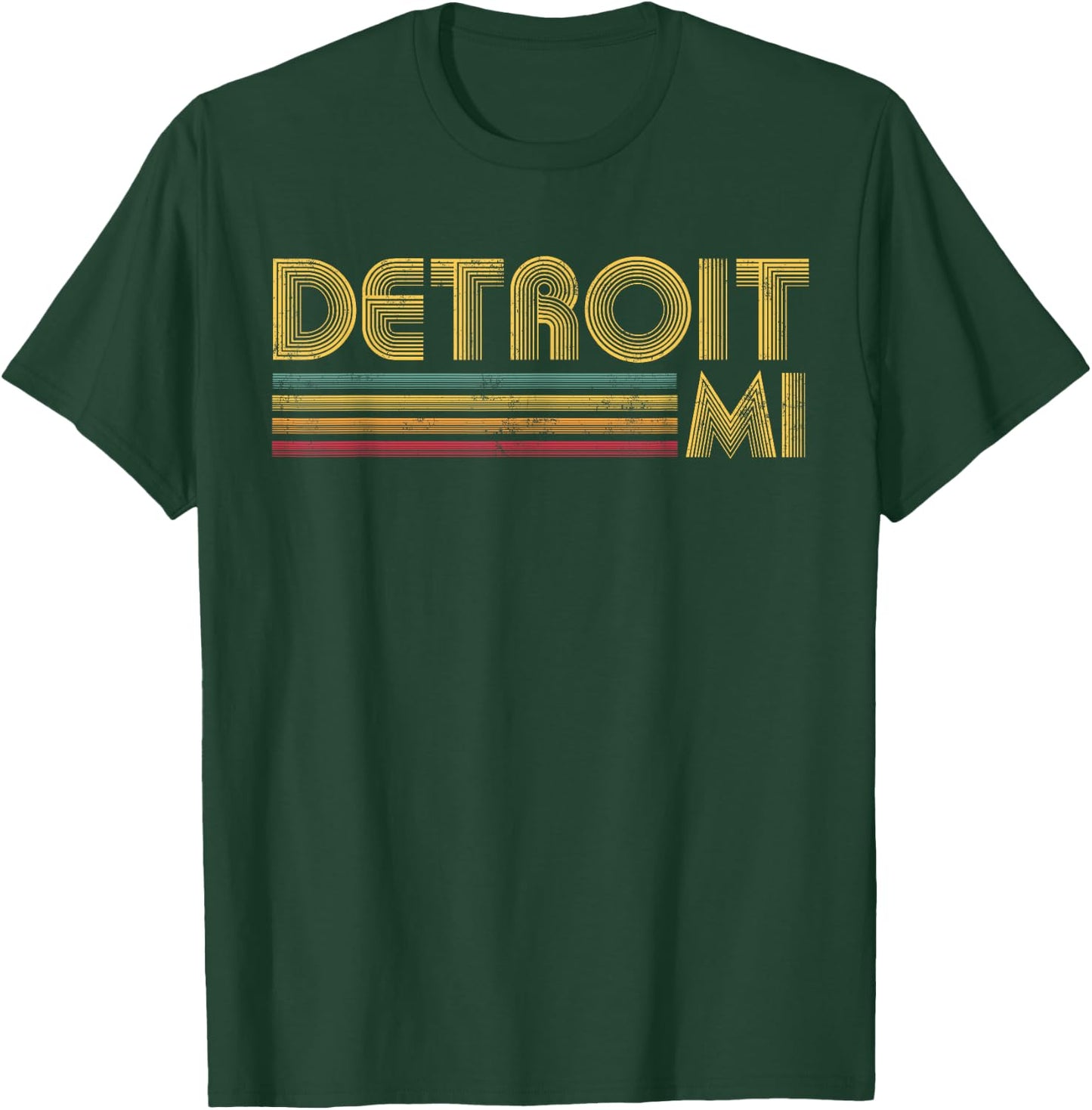 Detroit Michigan MI Retro Vintage 60's 70's 80's Gift T-Shirt - T-Shirt | Forest