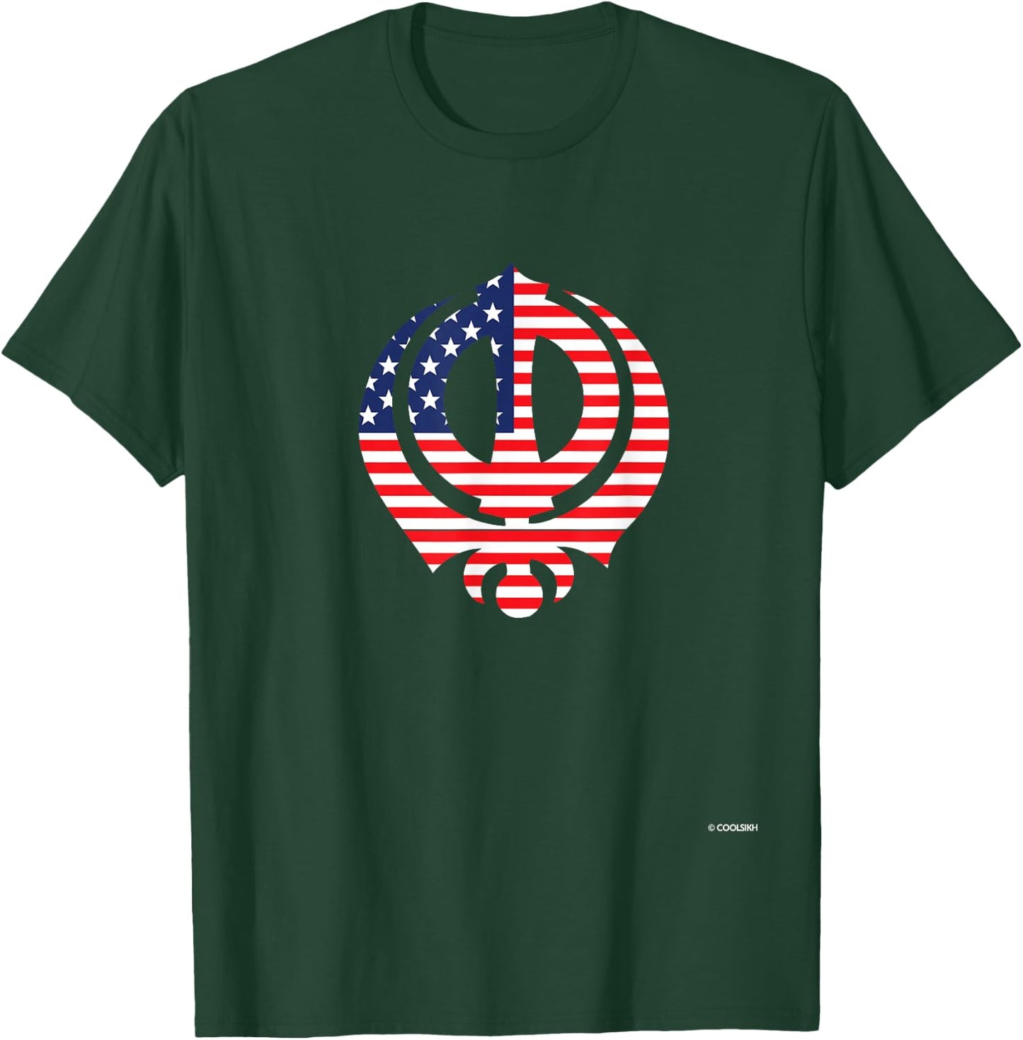 American Sikh US Flag Khanda - Wear Proudly A CoolSikh Shirt T-Shirt - T-Shirt | Forest