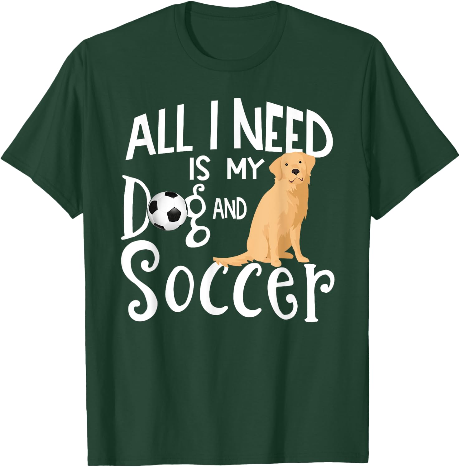 Golden Retriever Dog And Soccer Player Gift T-Shirt - T-Shirt | Forest