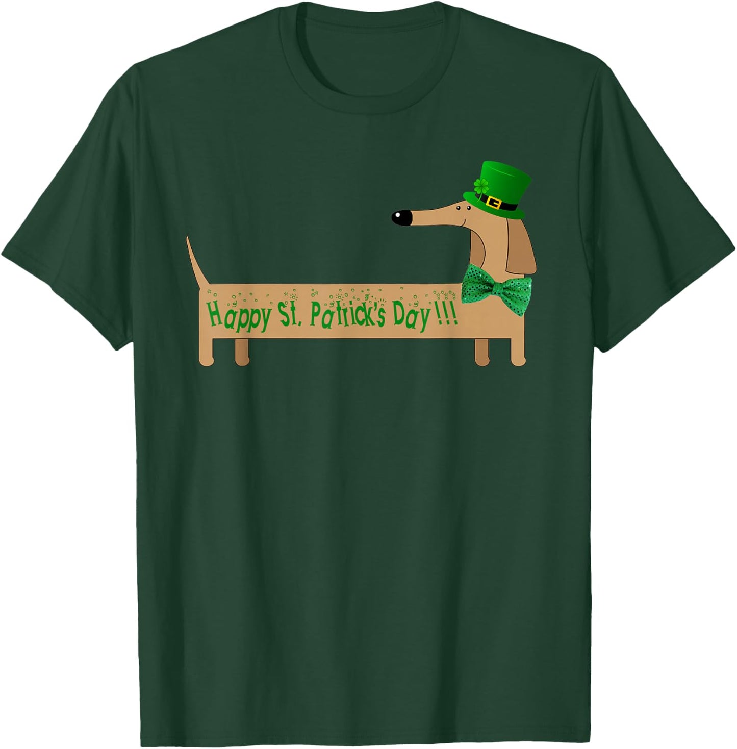 Cute Saint Patrick's Dachshund Doxie Wiener Dog Lover Men Women Kids T-Shirt - T-Shirt | Forest