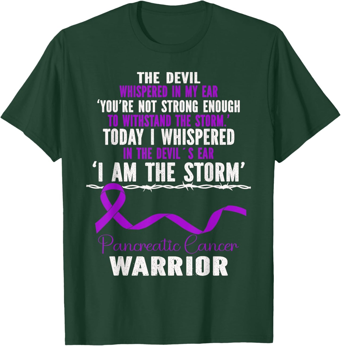 I Am The Storm Pancreatic Cancer Warrior Retro Purple Ribbon T-Shirt - T-Shirt | Forest
