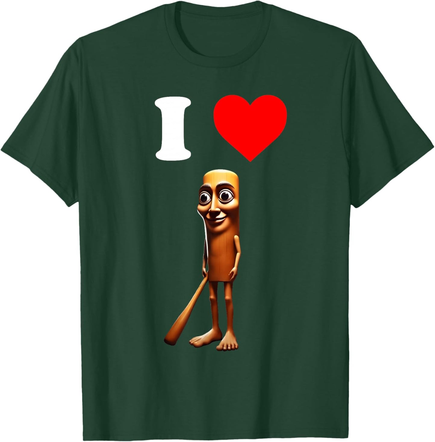I Love Tung Tung Tung Sahur | Funny Italian Brainrot Meme T-Shirt - T-Shirt | Forest