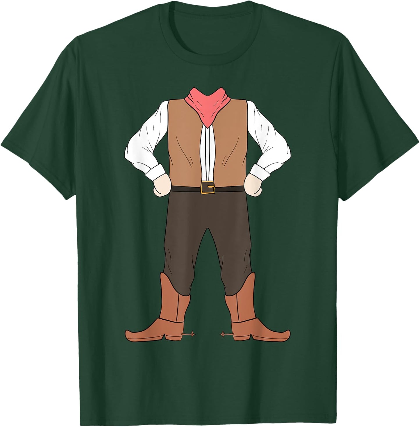 Cowboy Body Costume Easy Halloween Western Sheriff Gift T-Shirt - T-Shirt | Forest