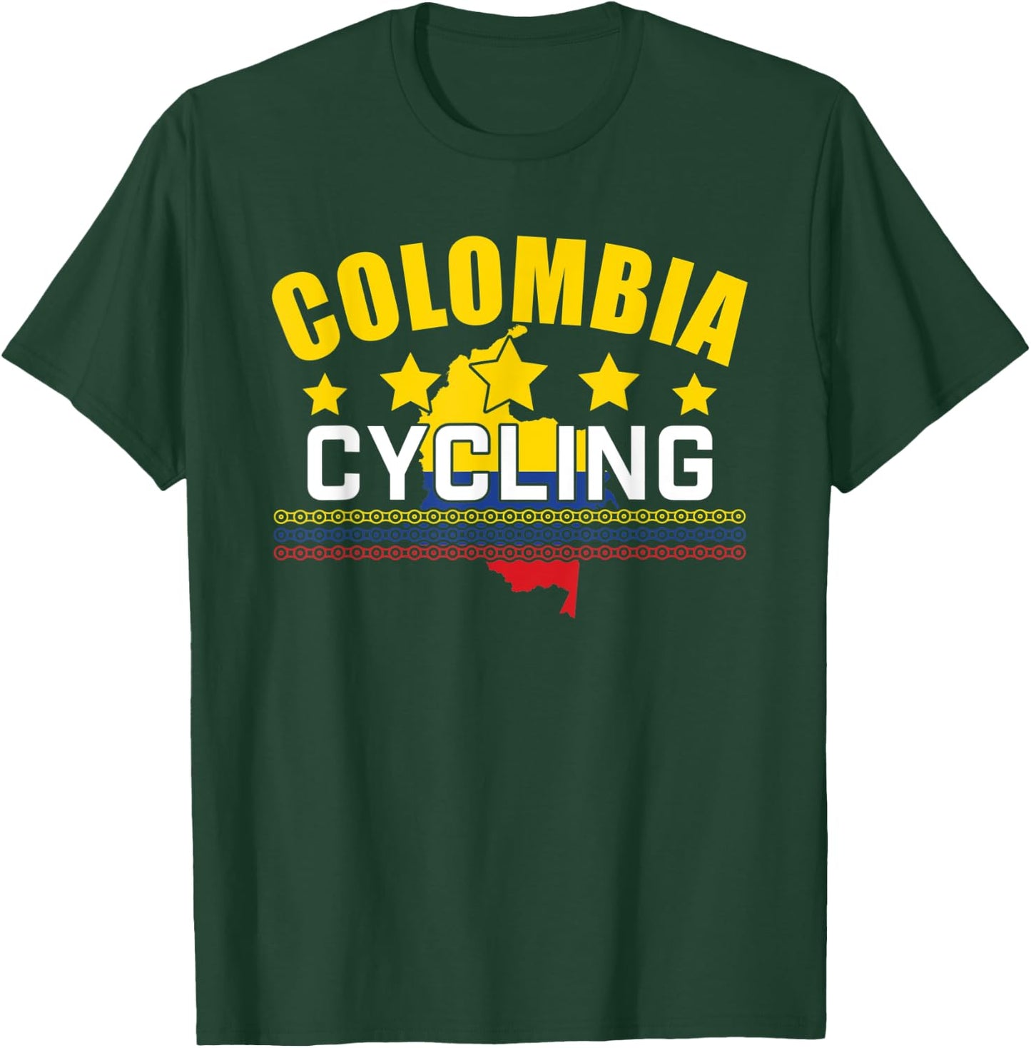 Colombian Cycling Shirt Colombia Flag Gift Cyclist Bicyclist T-Shirt - T-Shirt | Forest