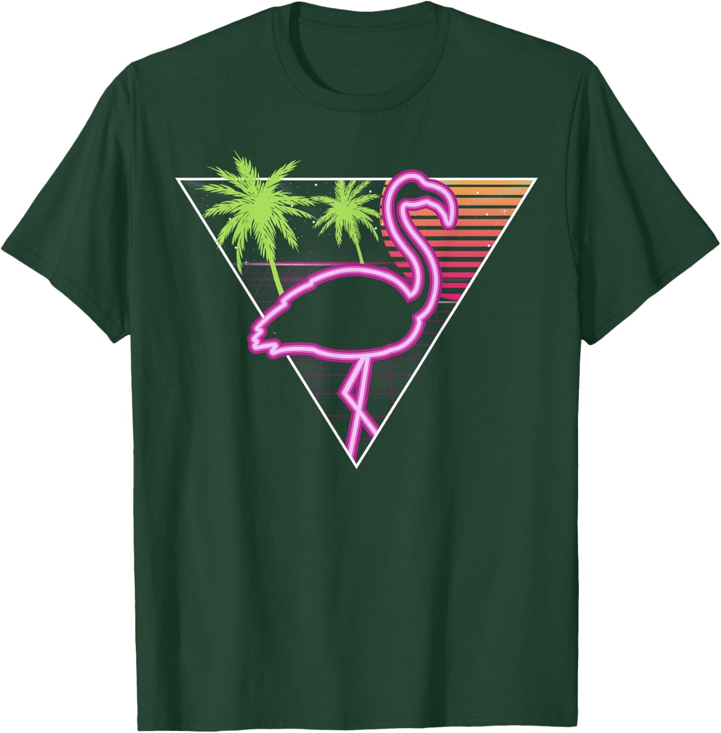 Vintage Pink Flamingo Retro Look Miami 1980s Gift T-Shirt - T-Shirt | Forest