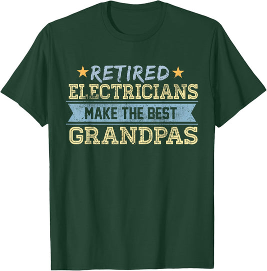 Retired Electrician Grandpa Retirement Gift Union T-Shirt - T-Shirt | Forest