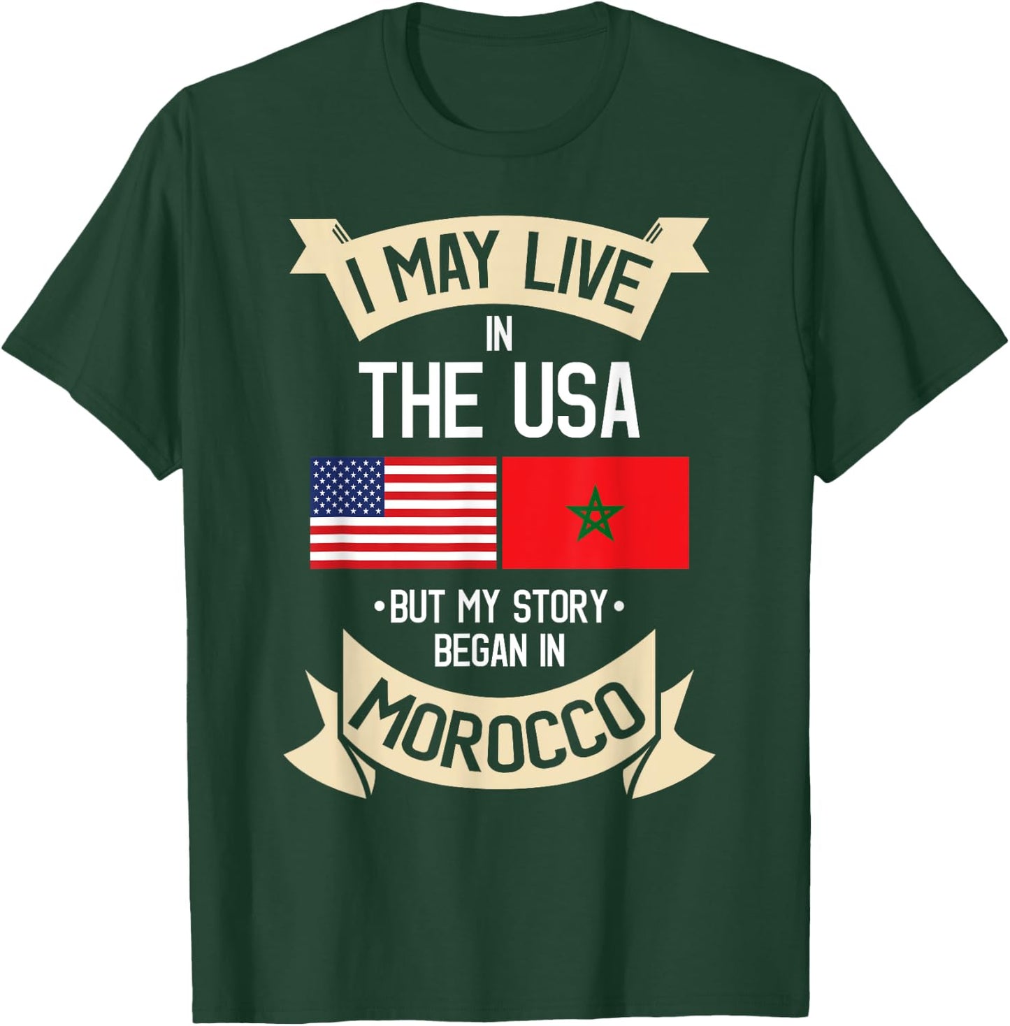 American Flag Morocco Moroccan Roots Gifts T-Shirt - T-Shirt | Forest