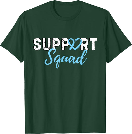 Support Squad Prostate Cancer Heart Light Blue Ribbon Retro T-Shirt - T-Shirt | Forest