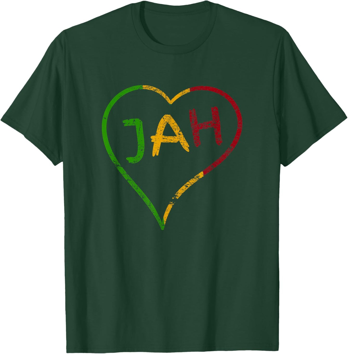 Jah Heart Rastafari Retro Vintage Gift T-Shirt - T-Shirt | Forest