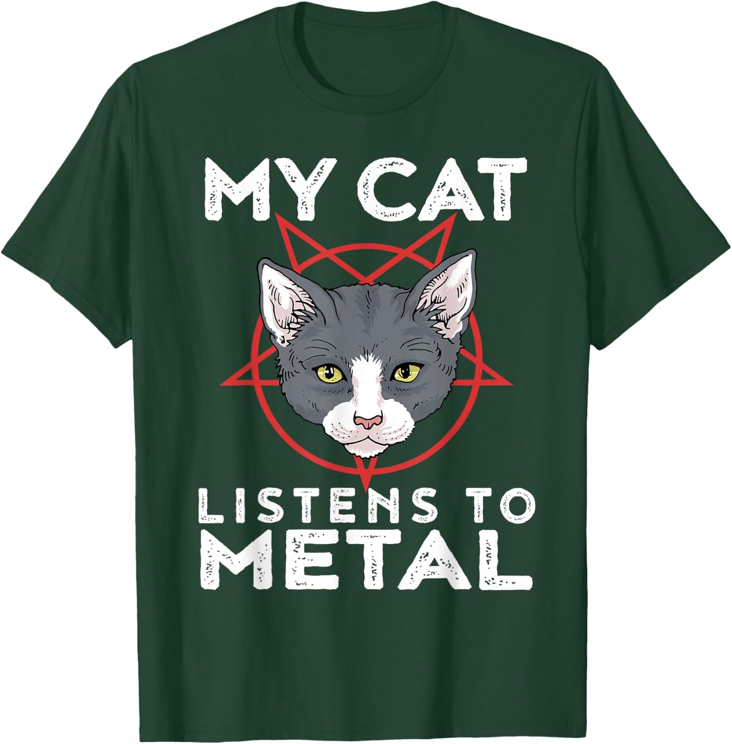 My Cat Listens To Metal Funny Metal Cat Shirt Men Women Kids T-Shirt - T-Shirt | Forest