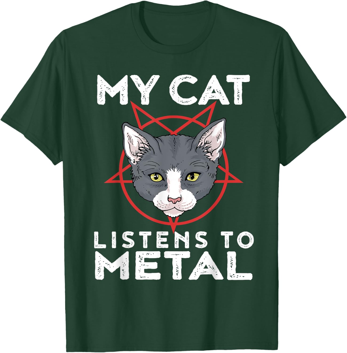 My Cat Listens To Metal Funny Metal Cat Shirt Men Women Kids T-Shirt - T-Shirt | Forest