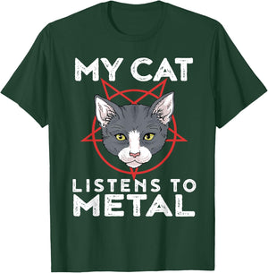 My Cat Listens To Metal Funny Metal Cat Shirt Men Women Kids T-Shirt - T-Shirt | Forest