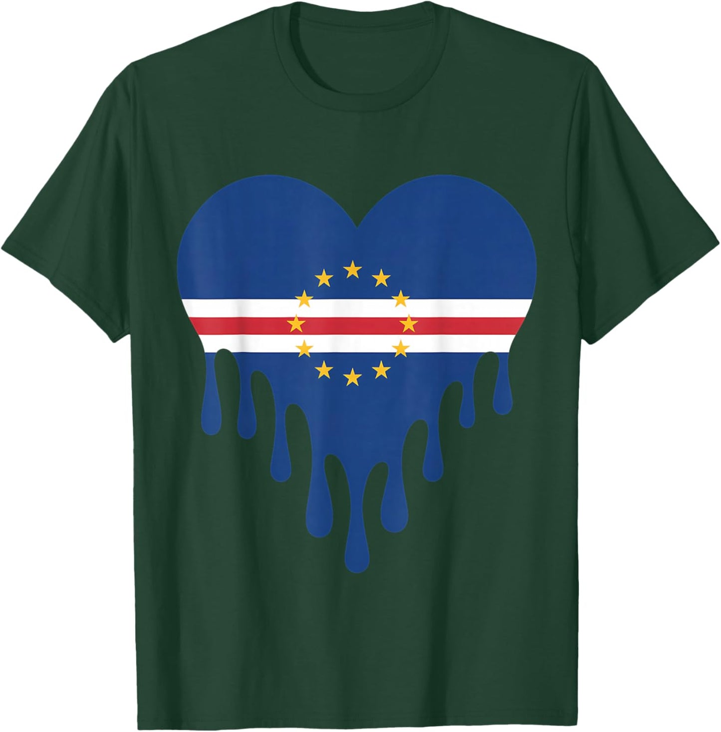 Cabo Verde Heart Cape Verdean Roots Cape Verde Flag T-Shirt - T-Shirt | Forest