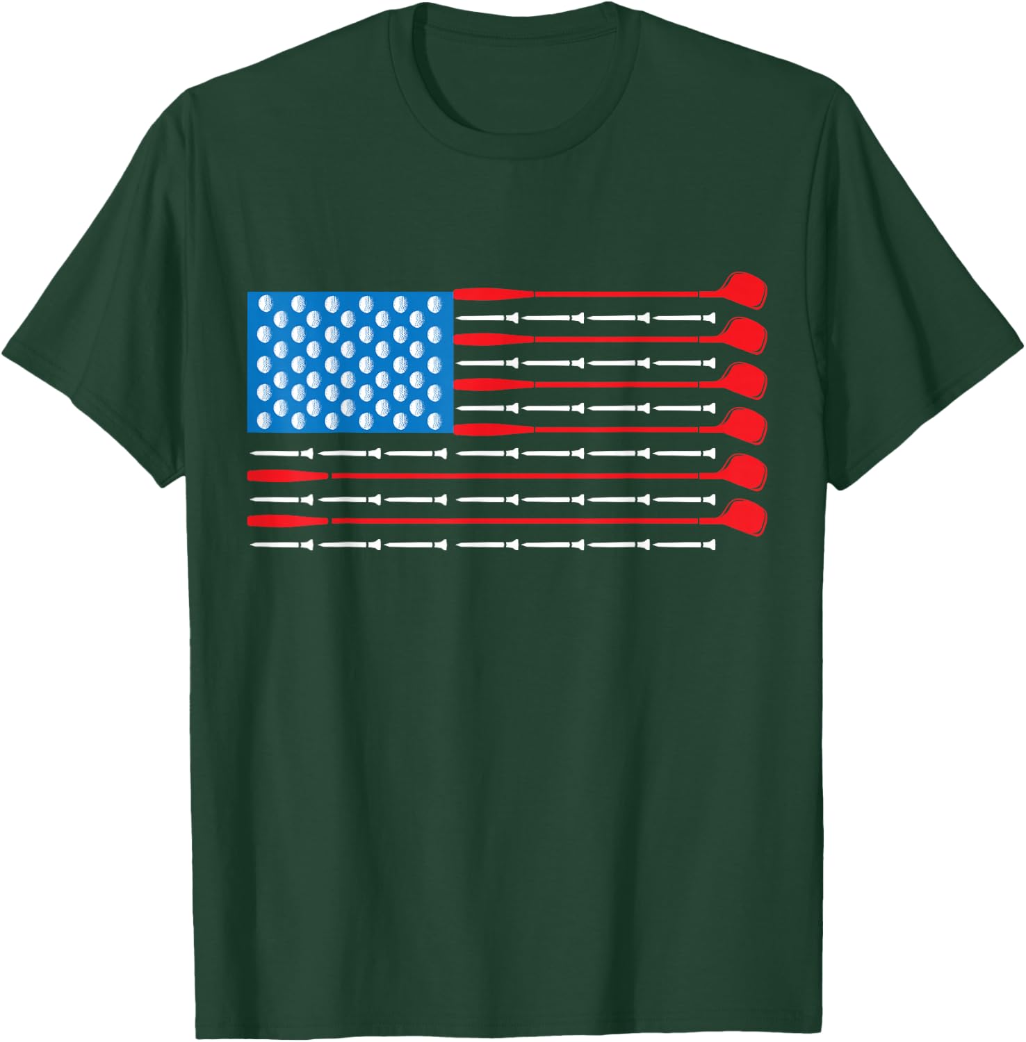 Patriotic Golf Shirt - USA Flag Golf Clubs & Golf Balls T-Shirt - T-Shirt | Forest