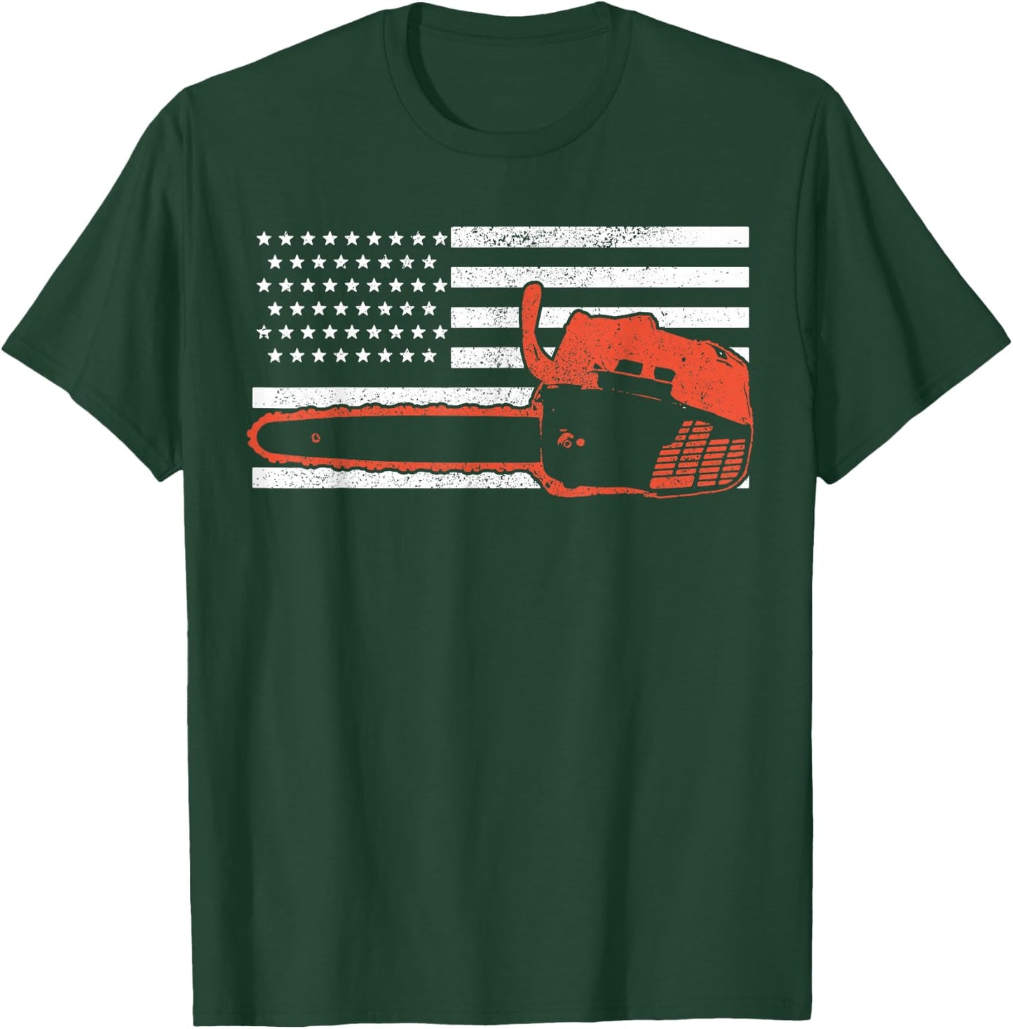 American Flag Lumberjack Chainsaw Gift T-Shirt - T-Shirt | Forest