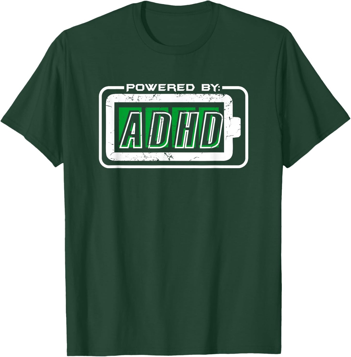 Powered By ADHD Funny Awareness For Parents Adults T Shirt T-Shirt - T-Shirt | Forest