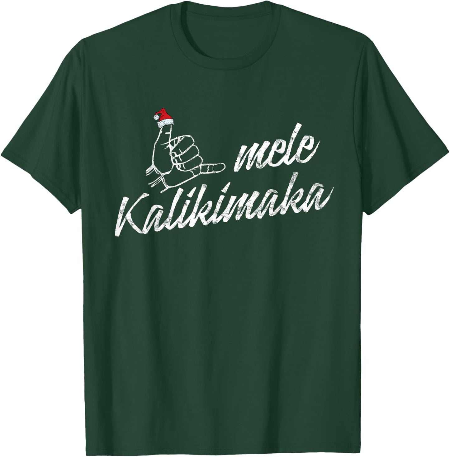 Christmas Mele Kalikimaka Shaka Santa Hat Hawaii T-Shirt - T-Shirt | Forest