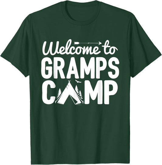 Welcome To Gramps Camp Distressed Camping T-Shirt - T-Shirt | Forest