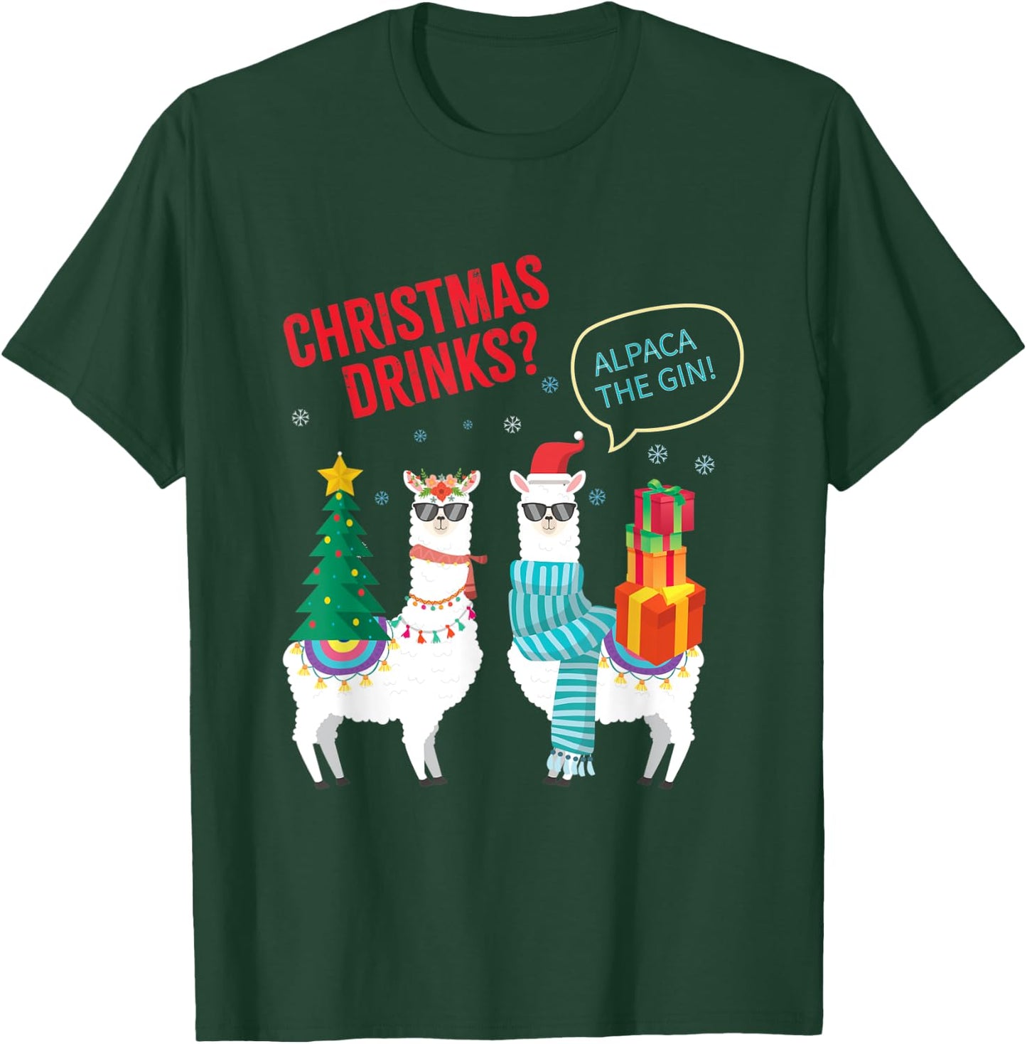 Christmas Drinks? I'll Alpaca The Gin! Funny Llama Gift T-Shirt - T-Shirt | Forest