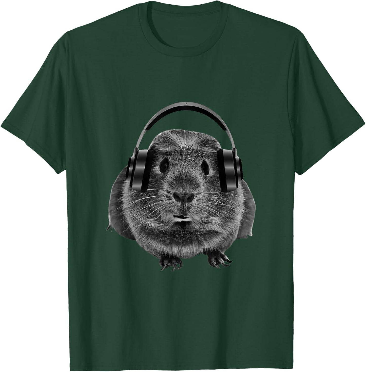 Funny Guinea Pig Graphic Guinea Pig Shirt Headphones T-Shirt - T-Shirt | Forest