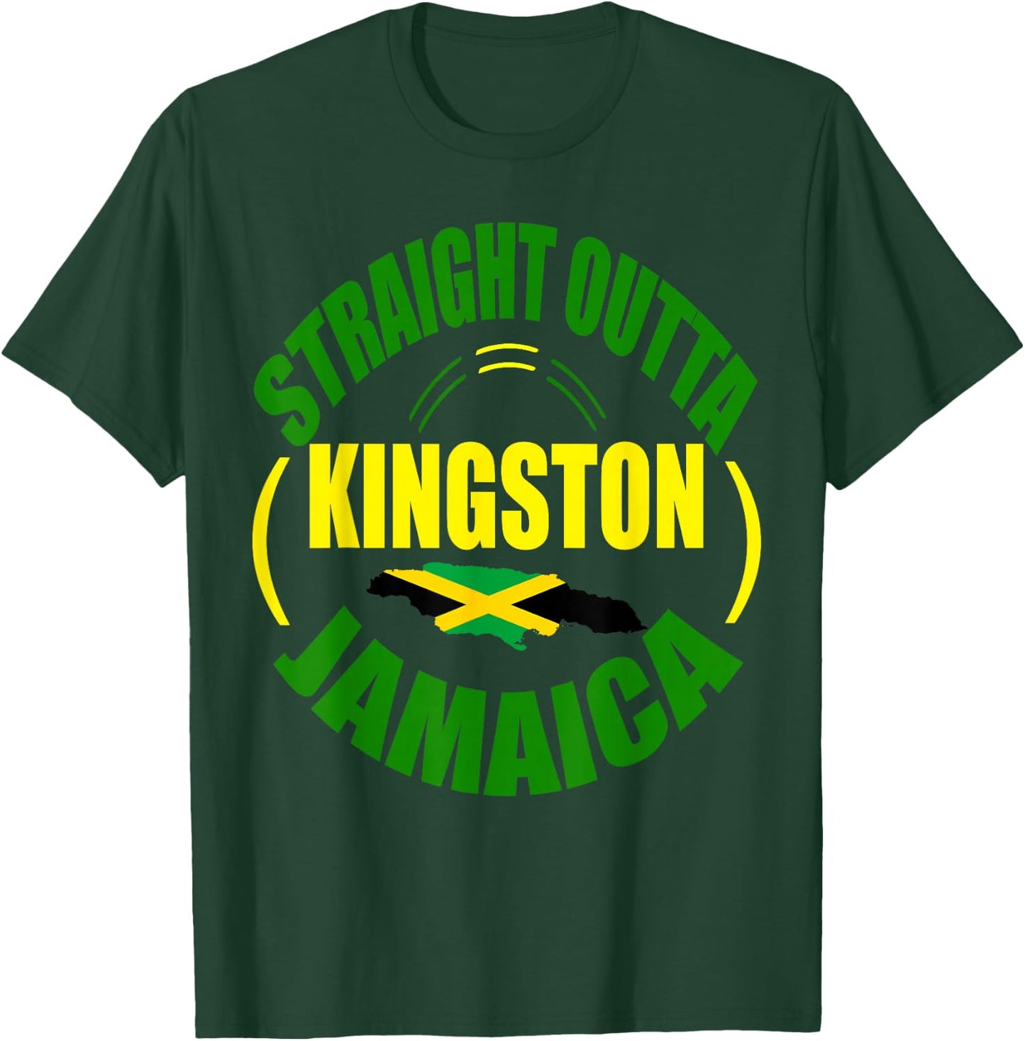 Straight From Kingston Jamaica, Jamaican Flag T-Shirt - T-Shirt | Forest