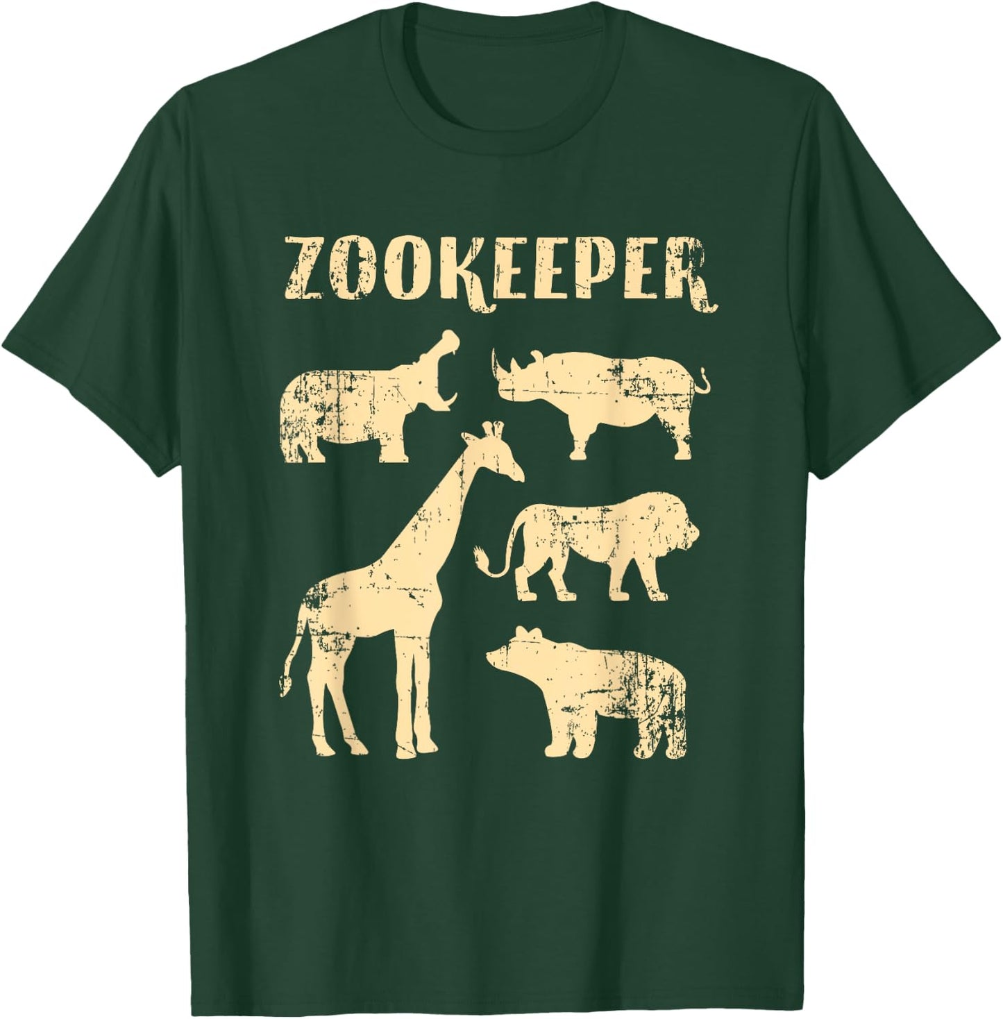 Zookeeper Gifts Beige Text Zoo Keeper Shirt Vintage Animal T-Shirt - T-Shirt | Forest