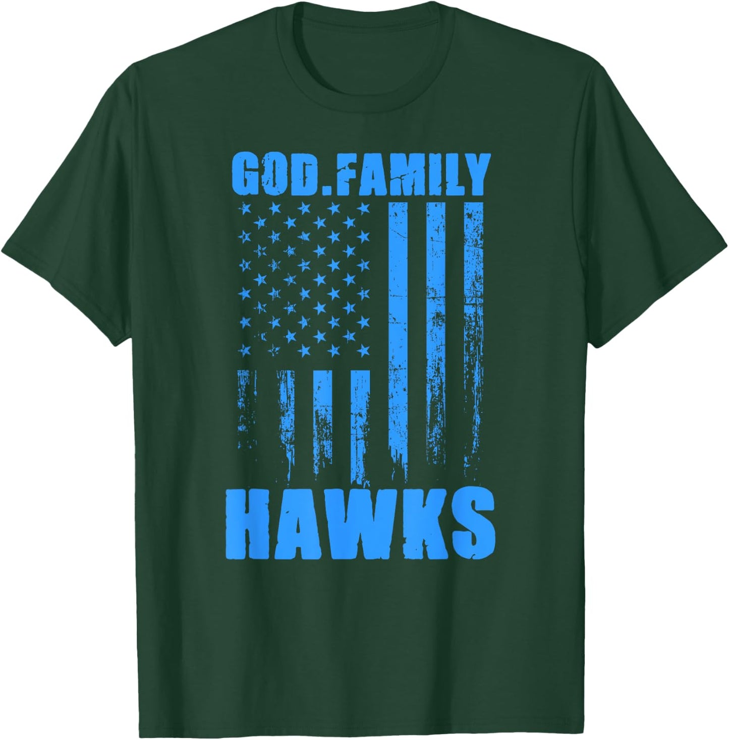 Hanover Hawks God. Family. Vintage USA Flag T-Shirt - T-Shirt | Forest
