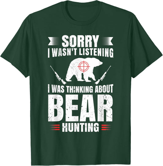 Funny Bear Hunting Lover Fan Hunter Hobby Gun Wildlife Gift T-Shirt - T-Shirt | Forest