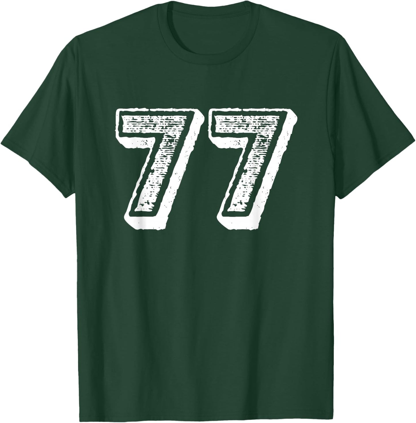 Number 77 Sports Jersey Player #77 Fan Front Print Vintage T-Shirt - T-Shirt | Forest