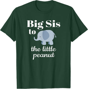 Matching Baby Shower Couples Shirt Elephant Big Sis Peanut T-Shirt - T-Shirt | Forest