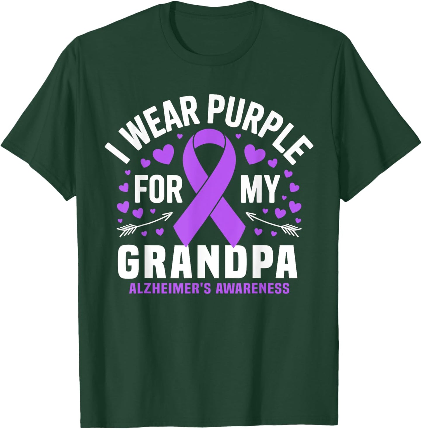 I Wear Purple For My Grandpa Dementia Alzheimer's Awareness T-Shirt - T-Shirt | Forest