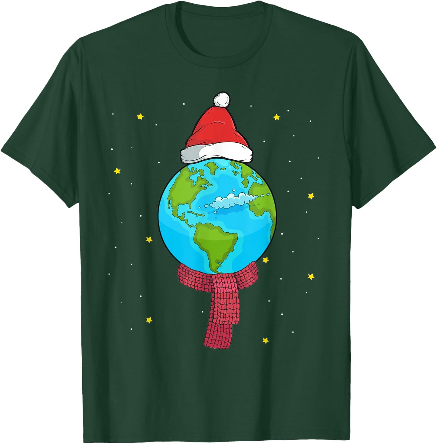 Christmas Planet Earth Pajama Top Santa Space Themed Gift T-Shirt - T-Shirt | Forest