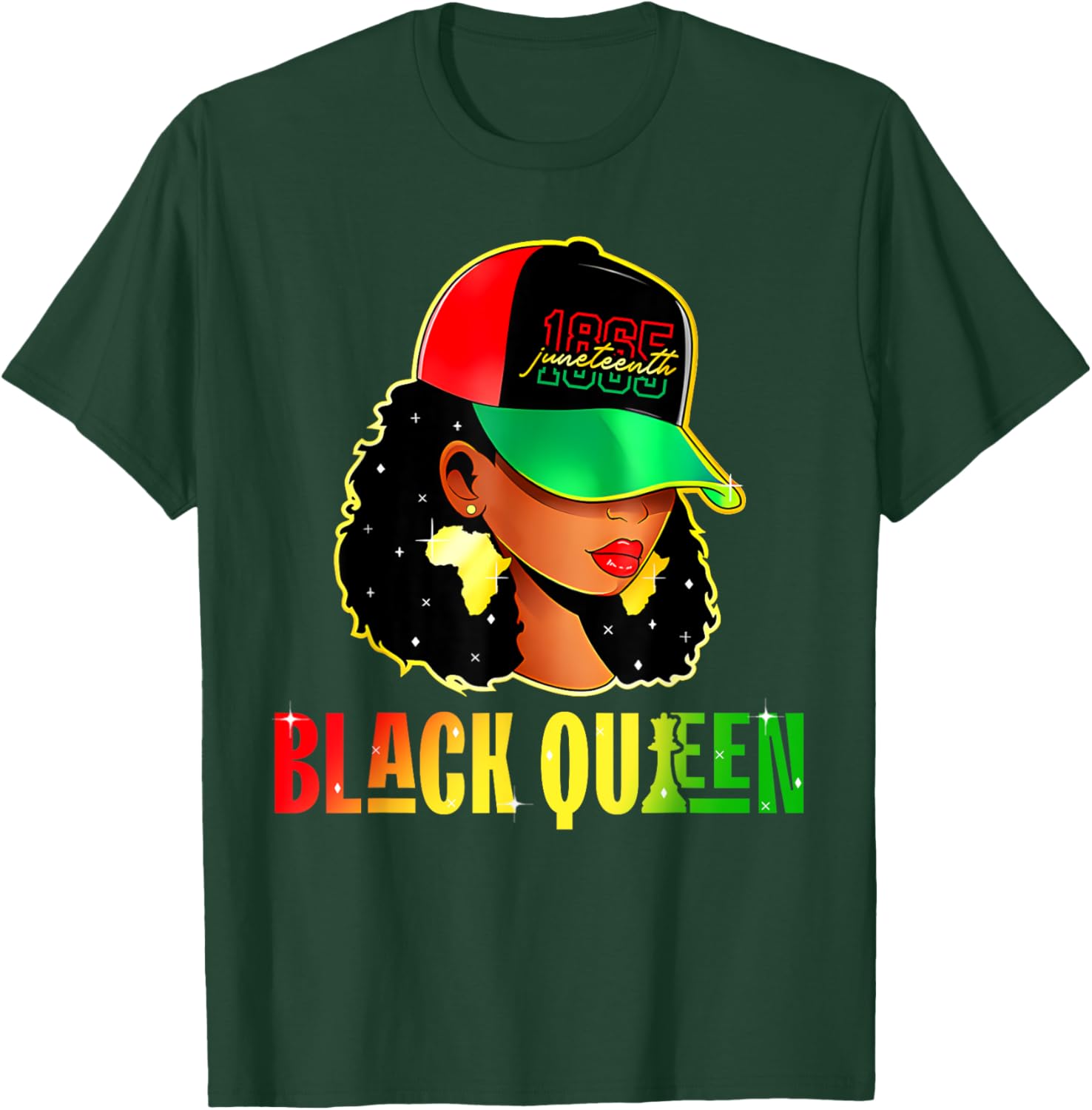 Juneteenth Black Queen Free Since 1865 African Freedom T-Shirt - T-Shirt | Forest