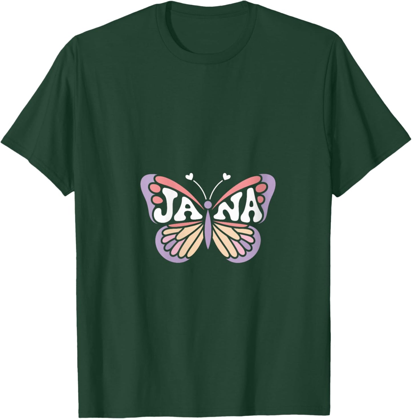 Jana Butterfly - Personalized Cute Name Word Art V-Neck T-Shirt - T-Shirt | Forest