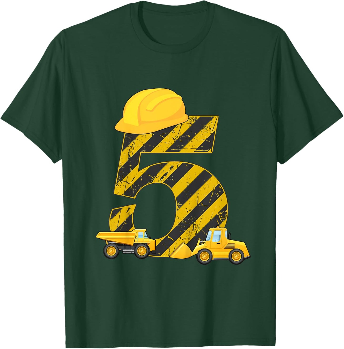 5th Birthday Digger I 5 Years Builder Excavator Gift T-Shirt - T-Shirt | Forest