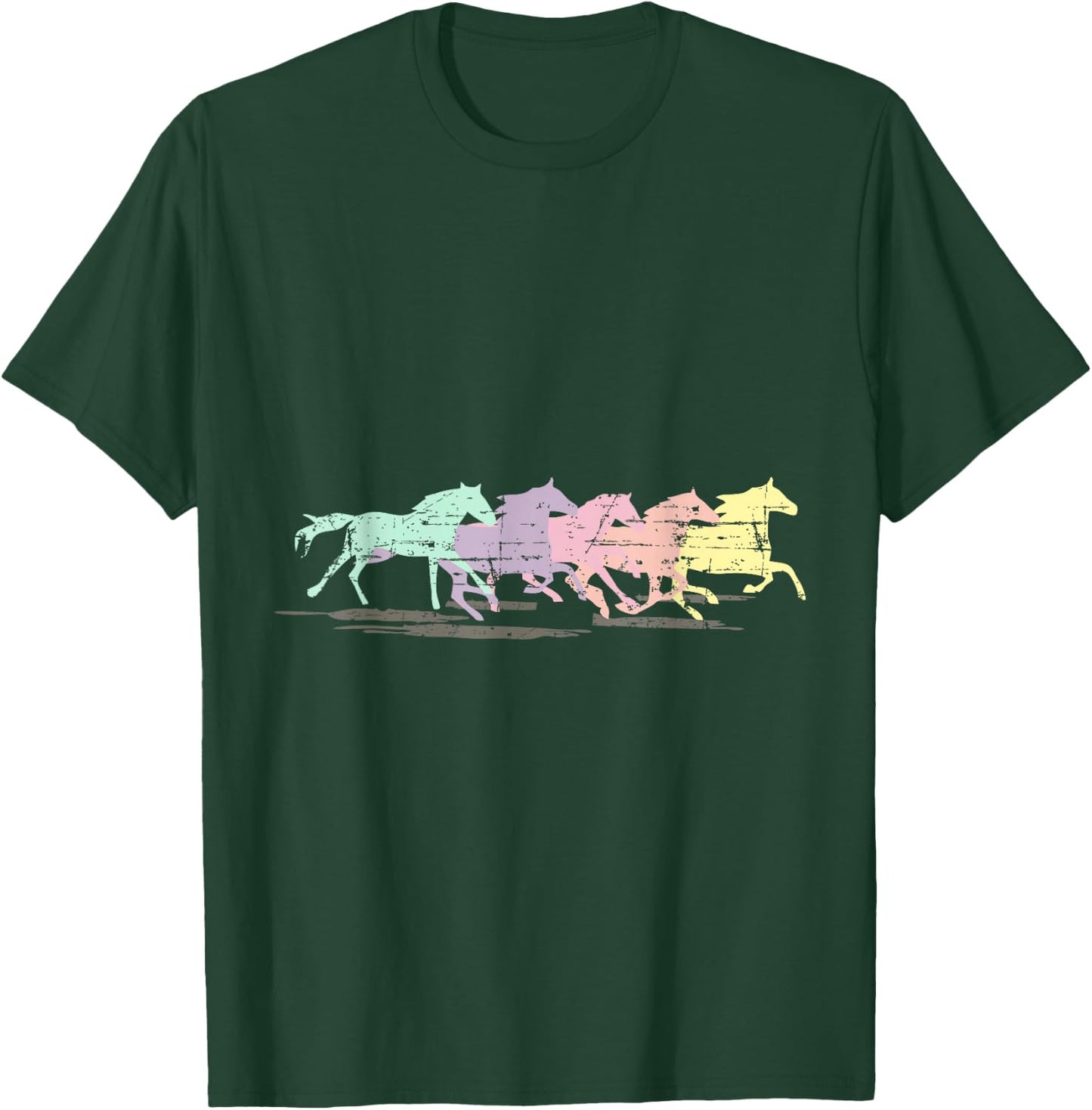 Horses Retro Running T Shirt Mustangs T-Shirt - T-Shirt | Forest