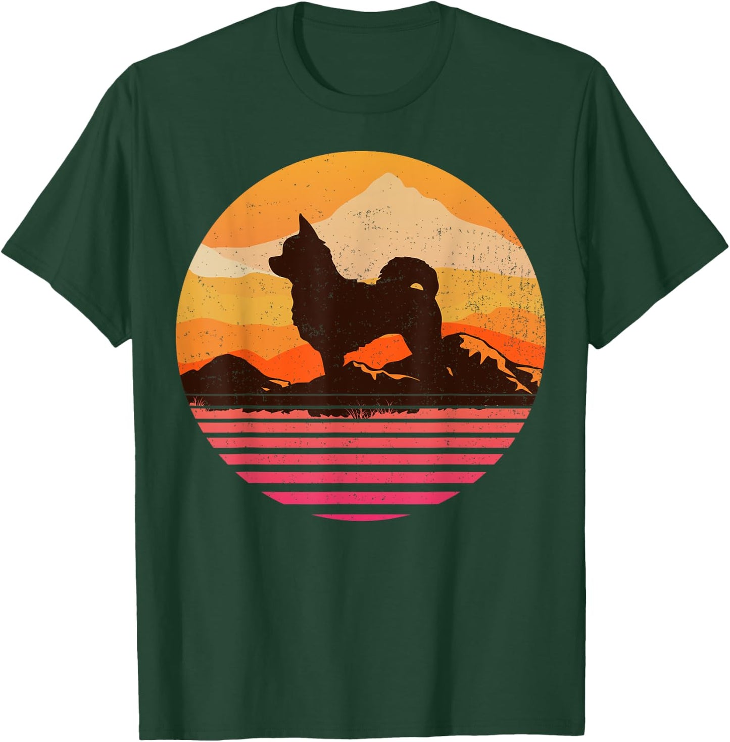 POM-CHI With Sun Mountain Vintage Retro T-Shirt - T-Shirt | Forest