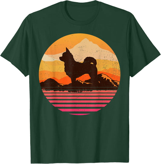 POM-CHI With Sun Mountain Vintage Retro T-Shirt - T-Shirt | Forest