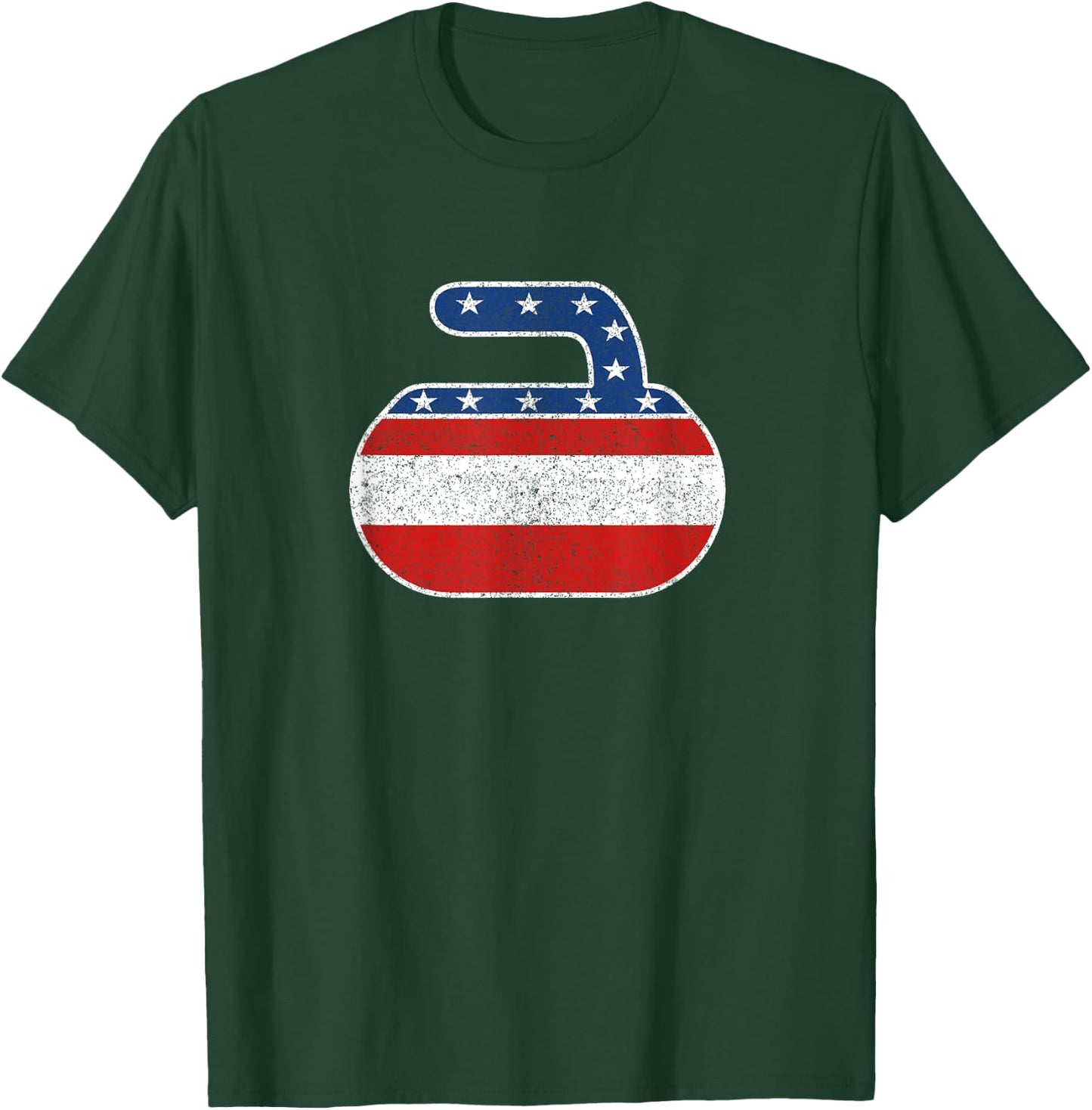 USA Red White and Blue Curling Stone Vintage T-Shirt - T-Shirt | Forest
