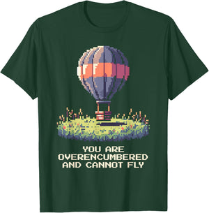 Overencumbered: Can’t Fly | Hot Air Balloon Pixel Art T-Shirt - T-Shirt | Forest