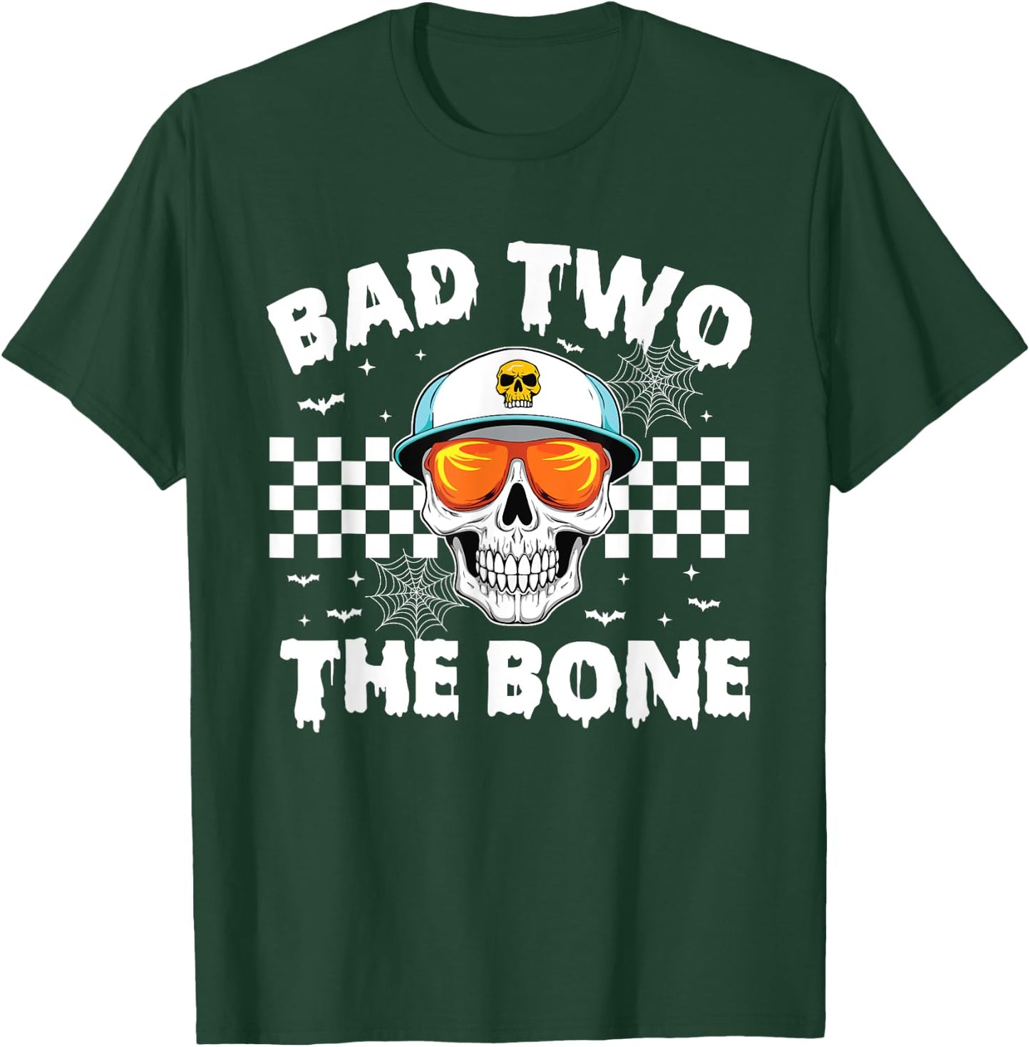 Bad To The Bone Skeleton Halloween TWO Birthday Toddler Kids T-Shirt - T-Shirt | Forest