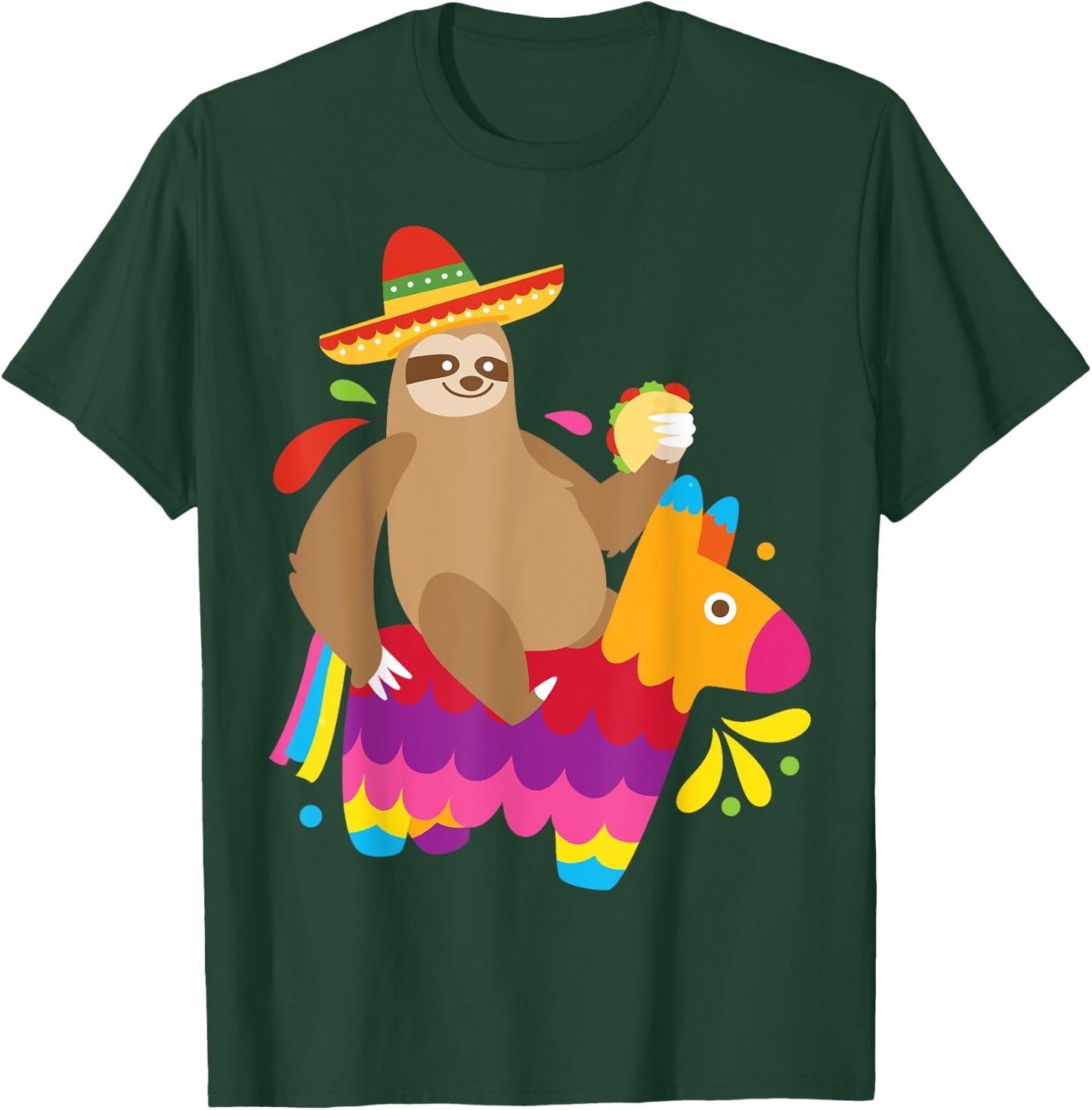 Sloth Taco Pinata Shirt Cute Mexican Fiesta Party Animal T-Shirt - T-Shirt | Forest