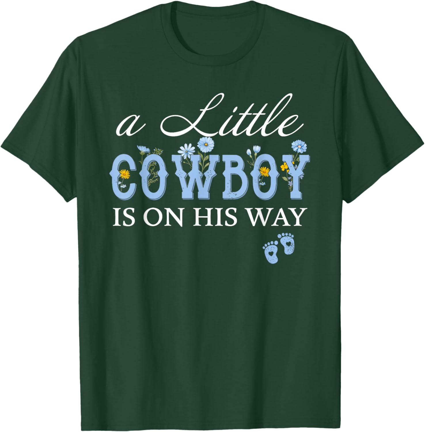 A Little Cowboy is On His Way Boho Pregnancy Announcement T-Shirt - T-Shirt | Forest