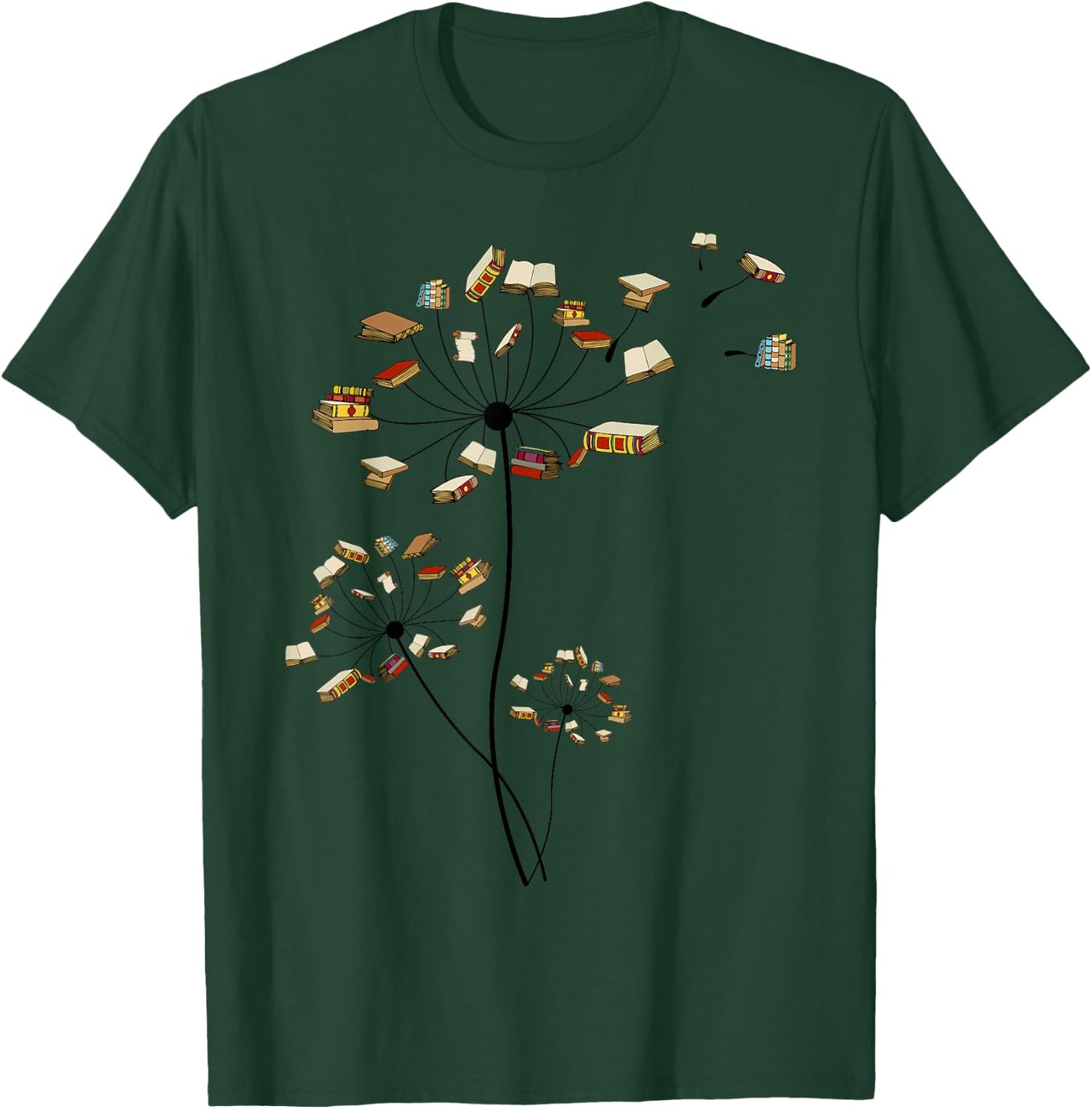 Cute Dandelion Books Flower Fly Reading Fan Club Gift T-Shirt - T-Shirt | Forest
