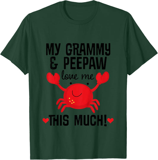 Kids Grammy and Peepaw Love Me Grandchild Crab T-Shirt - T-Shirt | Forest