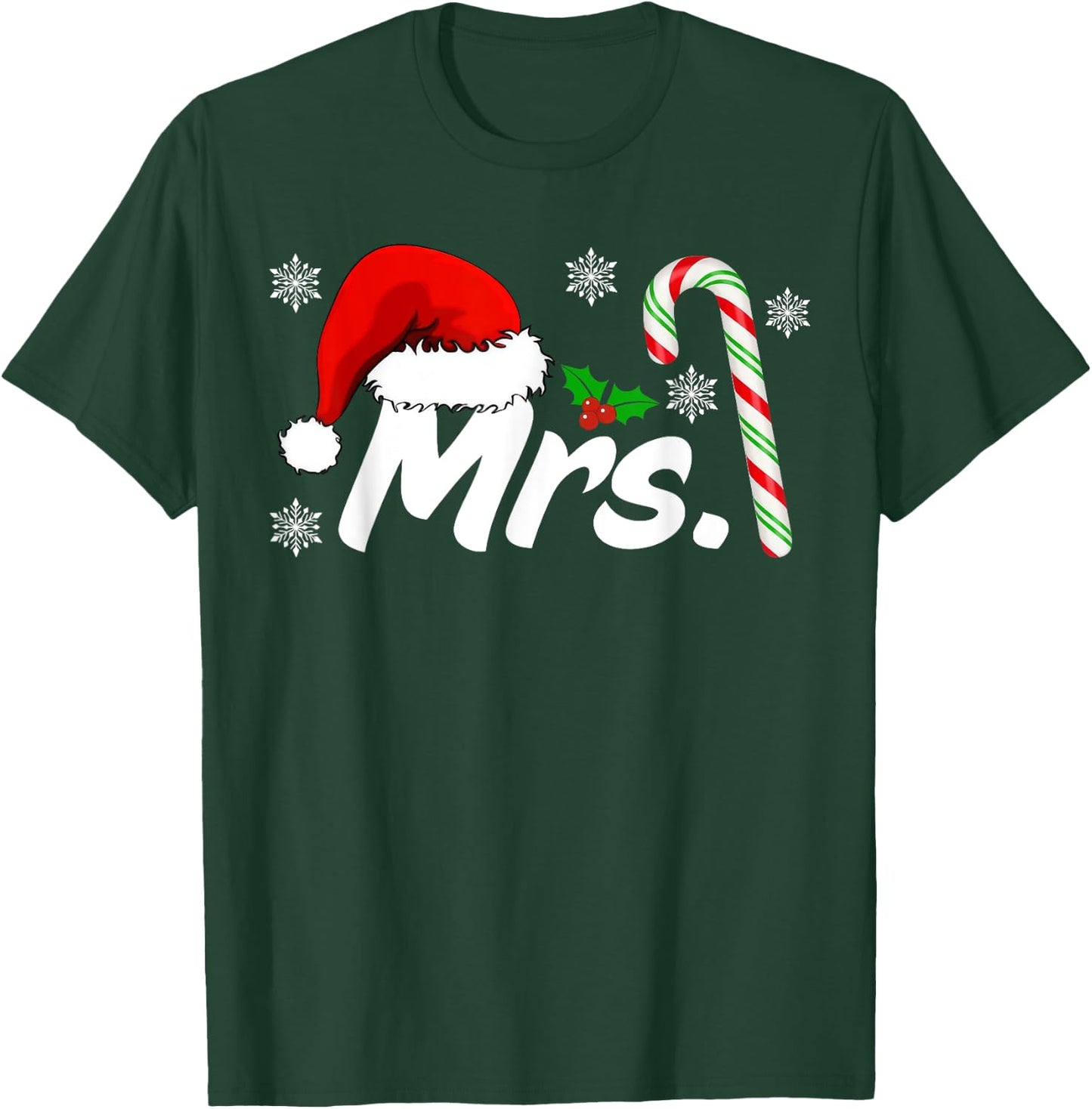Mr And Mrs Santa Hat Couples Matching Christmas His And Her T-Shirt - T-Shirt | Forest