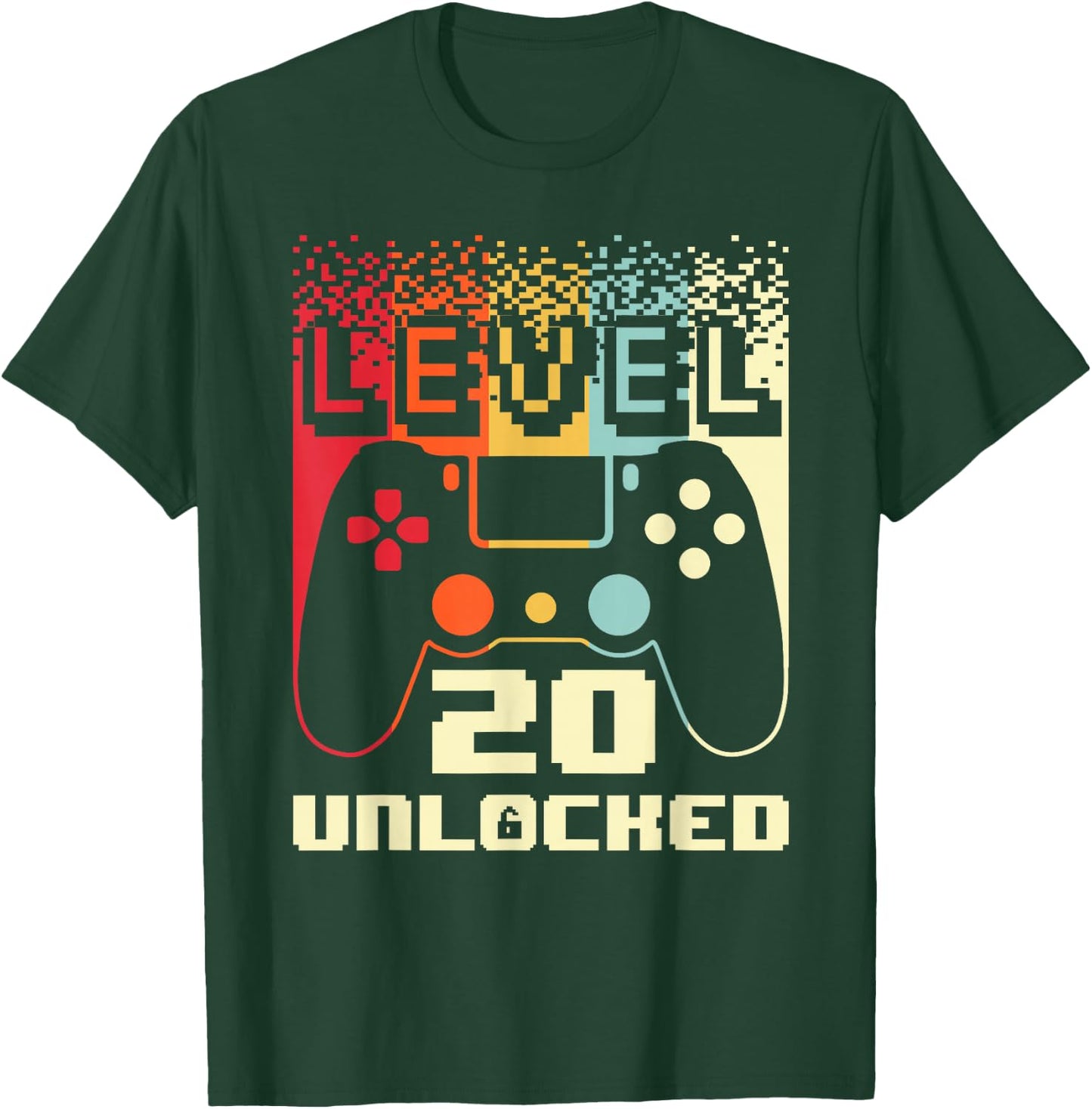 20th Birthday Level 20 Unlocked Gamer 20 Year Old T-Shirt - T-Shirt | Forest