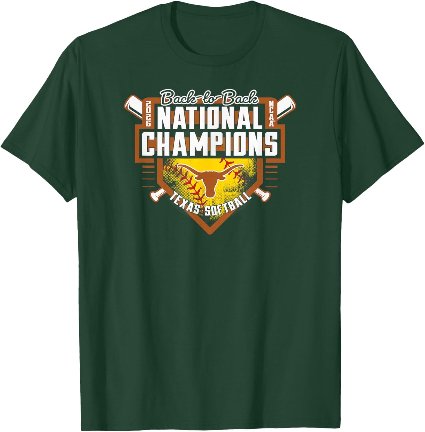 Texas Longhorns National Champs 2026 Softball Back to Back T-Shirt - T-Shirt | Forest