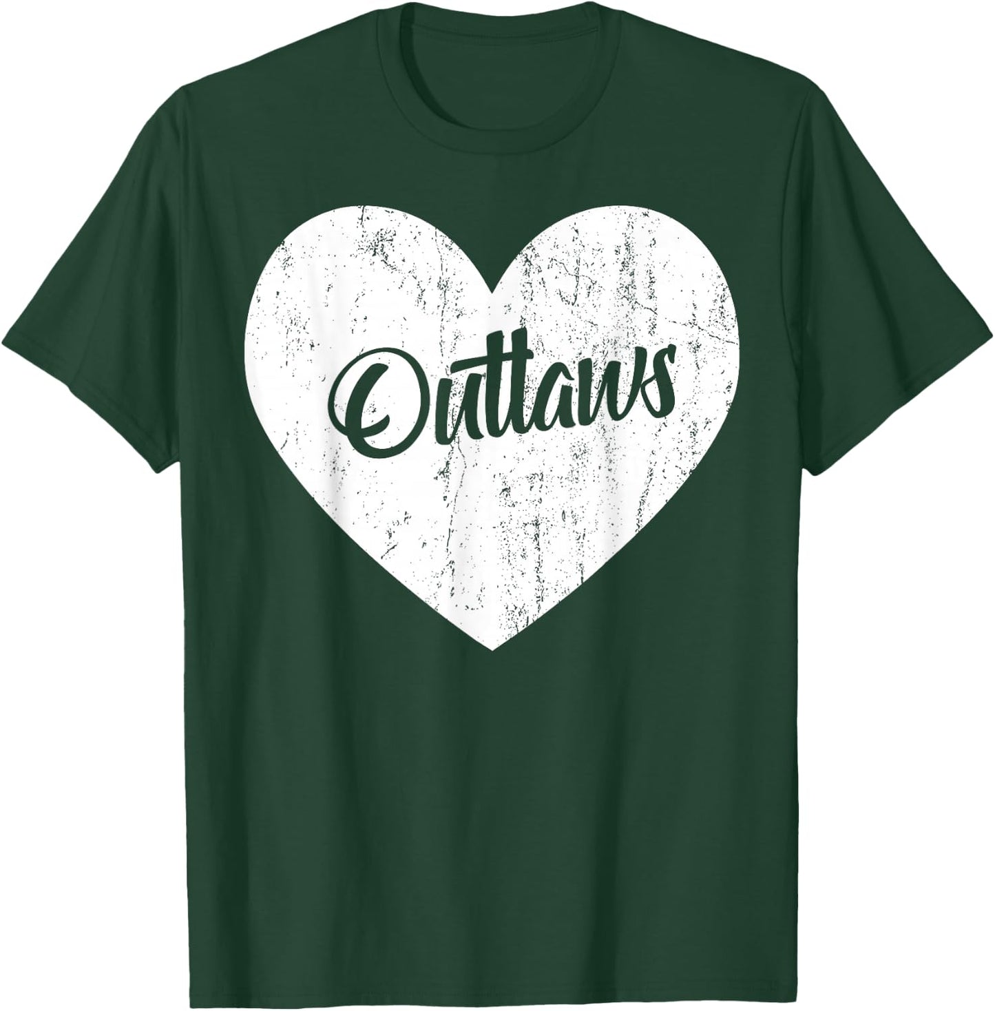 Outlaws School Sports Fan Team Spirit Mascot Heart Gift T-Shirt - T-Shirt | Forest